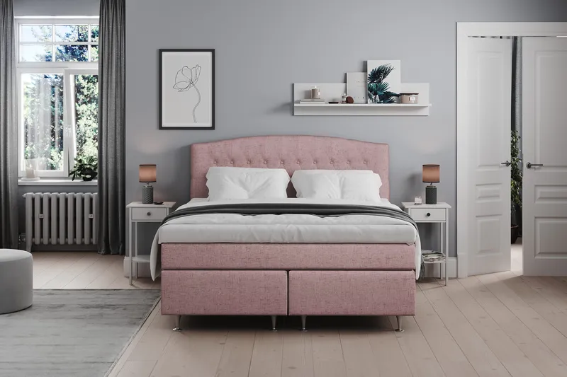 Belda Sängpaket 160x200 Fast/Medium - Rosa - Products - Möbler - Säng - Kontinentalsäng