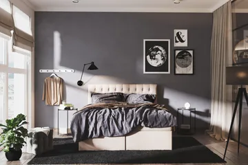 Boxy Box Bed 180x200 cm - Beige - Products - Möbler - Säng - Säng med förvaring