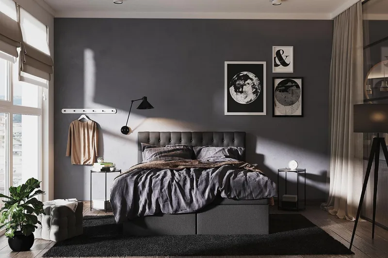 Boxy Box Bed 180x200 cm - Svart/Grå - Products - Möbler - Säng - Säng med förvaring