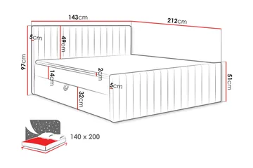 Calrosor Sängpaket Kontinentalsäng med Förvaring 140x200 cm - Grå - Products - Möbler - Säng - Komplett sängpaket