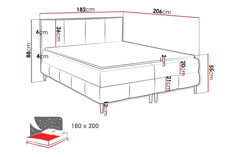 Celestine Förvaringssäng 180x200 cm - Vit - Products - Möbler - Säng - Komplett sängpaket