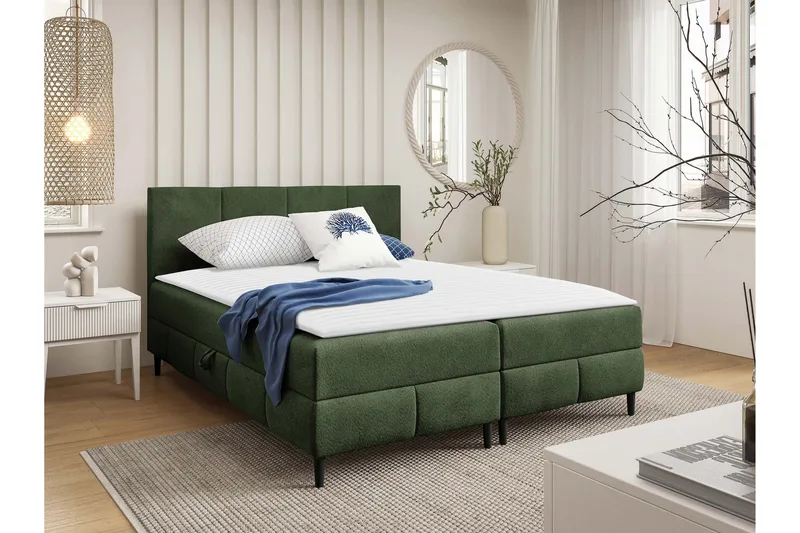Celestine Förvaringssäng 200x200 cm - Grön - Products - Möbler - Säng - Komplett sängpaket