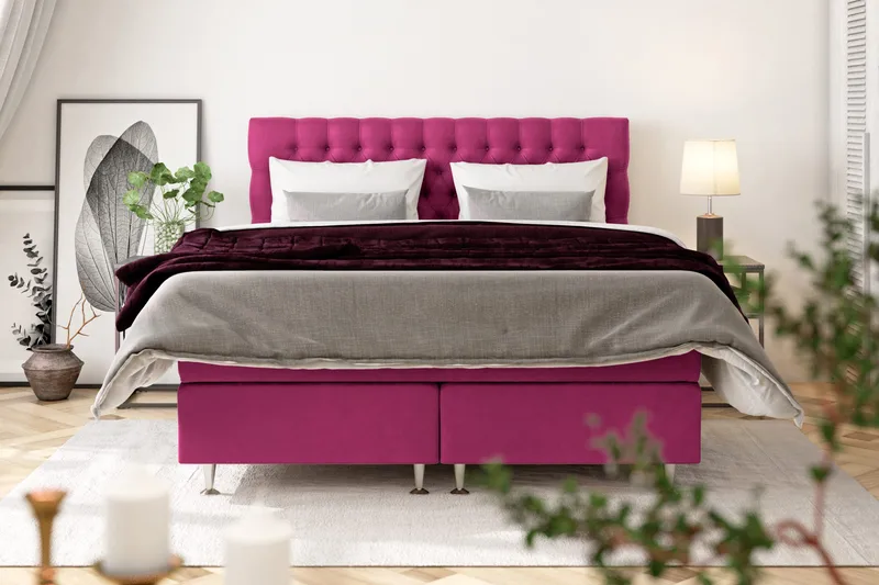 Celine Kontinentalsäng 180x200cm - Rosa/Sammet - Products - Möbler - Säng - Kontinentalsäng