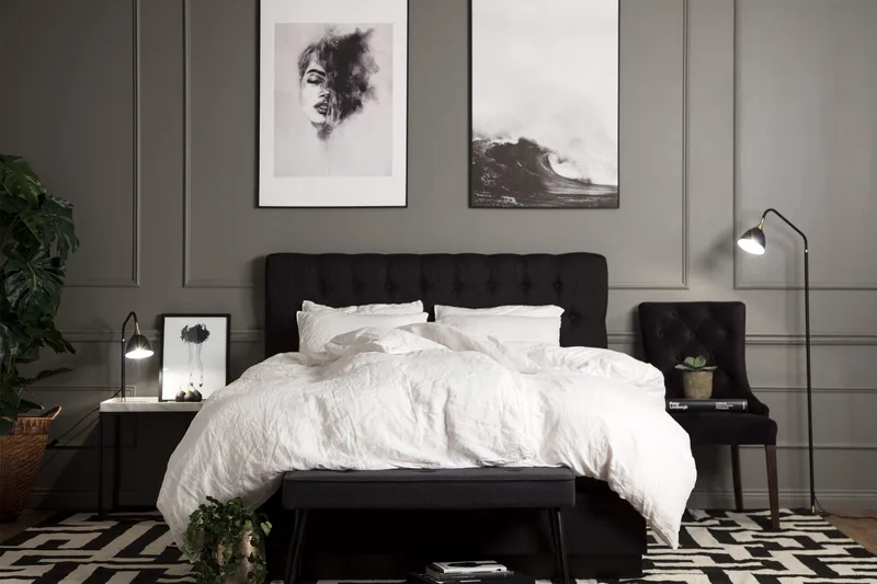 Charleston Kontinentalsäng 120x200 Fast Polyeterskum, Svart