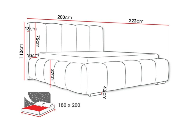 Cleaton Bubblig Sängram 180x200 cm med Förvaring HVILA Skummadrass och Bäddmadrass i Memoryskum med Tvättbar klädsel - Beige/Vit - Products - Möbler - Säng - Komplett sängpaket