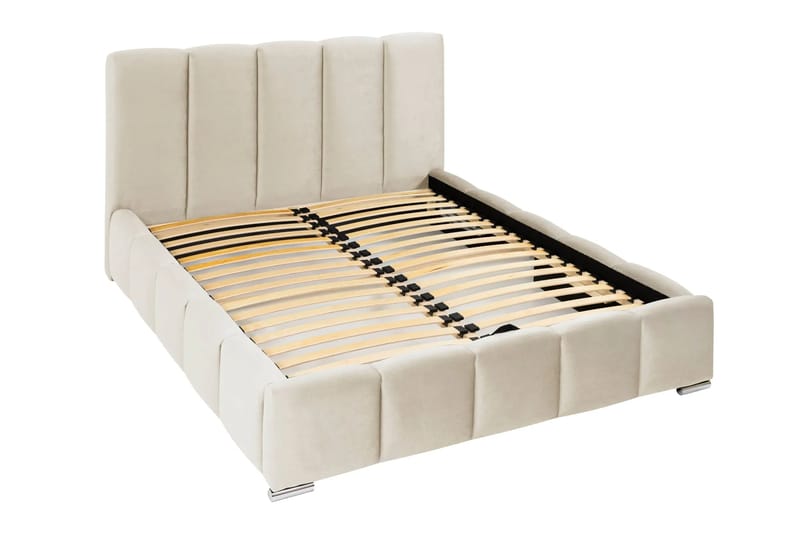 Cleaton Sängram 160x200 cm med Förvaring HVILA Skummadrass och Bäddmadrass i Latex med Tvättbar klädsel - Beige/Vit - Products - Möbler - Säng - Komplett sängpaket