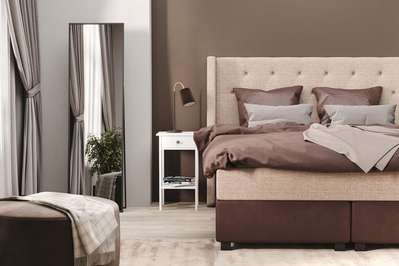 Cuba S ängpaket 160x200 med Två Bruna Kuddar, (+Fler val) Beige/Brun