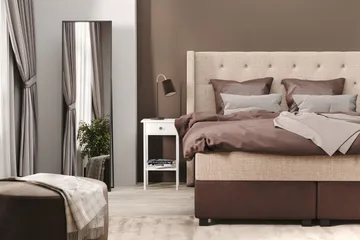 Cuba Sängpaket 210x210 med Två Bruna Kuddar - (+Fler val) Beige/Brun - Products - Möbler - Säng - Kontinentalsäng