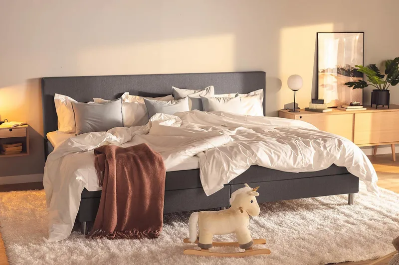 Ella Familjesäng Sängpaket 280x200  cm - (+Fler val) Mörkgrå - Products - Möbler - Säng - Kontinentalsäng
