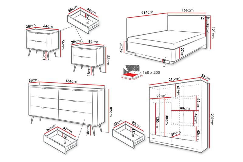 Forba Möbelset För Sovrum - Beige - Products - Möbler - Säng - Möbelset för sovrum
