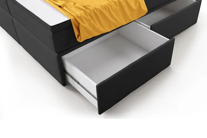 Franco Komplett Sängpaket med förvaring LED-belysning 180x200 cm + 2st Franco Sängbord - Grå|Sammet - Products - Möbler - Säng - Enkelsäng