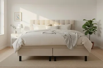 HVILA Classic Komplett Sängpaket 180x200 cm Kontinentalsäng med rutad sänggavel - Beige - Products - Möbler - Säng - Kontinentalsäng