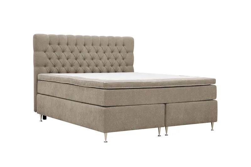 HVILA Lyx Komplett Sängpaket 160x200 cm Kontinentalsäng med knappad sänggavel i chenille - Brun - Products - Möbler - Säng - Komplett sängpaket