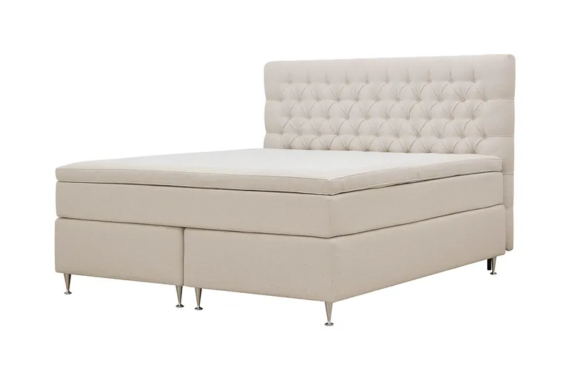 HVILA Lyx Komplett Sängpaket 180x200 cm Kontinentalsäng med knappad sänggavel i bouclé - Ivory / Bouclé - Products - Möbler - Säng - Komplett sängpaket