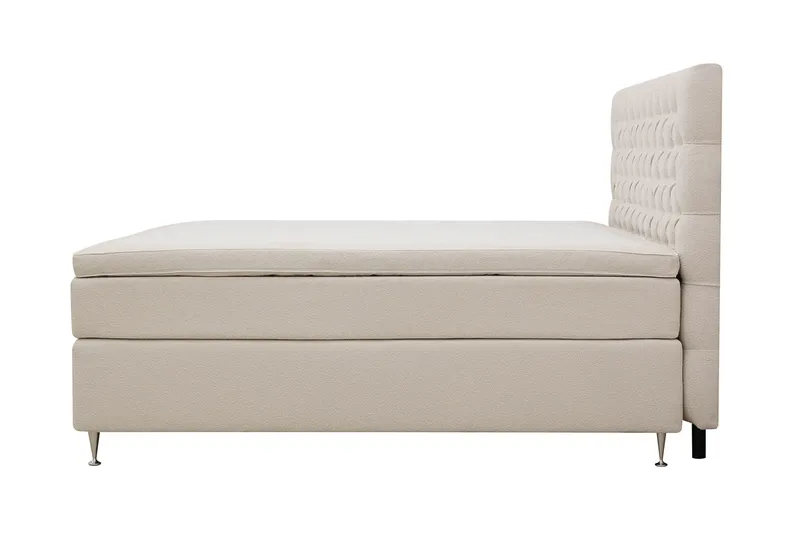 HVILA Lyx Komplett Sängpaket 180x200 cm Kontinentalsäng med knappad sänggavel i bouclé - Ivory / Bouclé - Products - Möbler - Säng - Komplett sängpaket