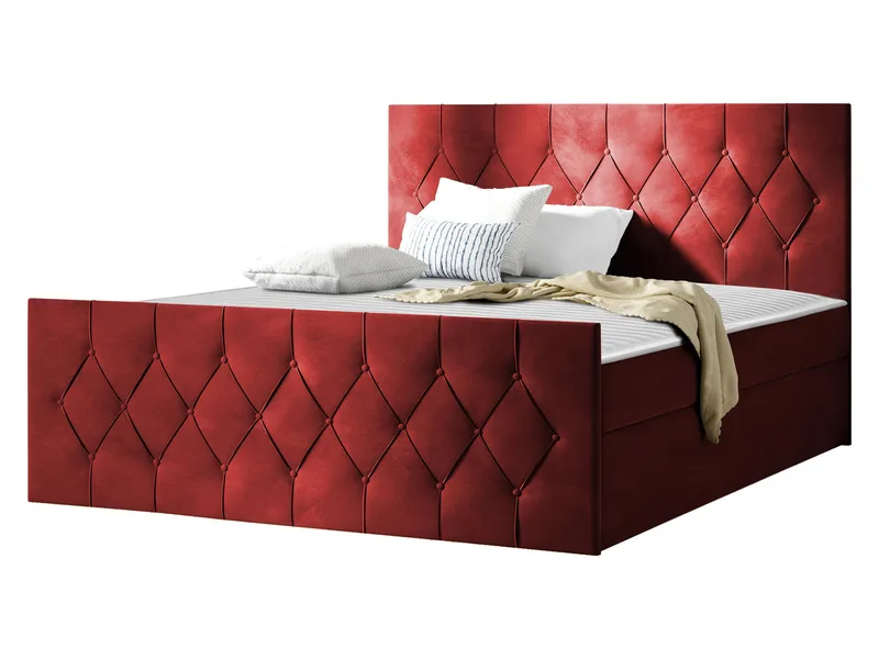 Jitendra Sängpaket Kontinentalsäng 200x200 cm med Förvaring, Röd
