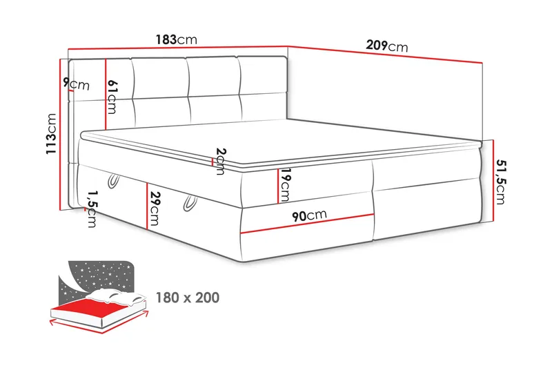 Leckersbo Komplett Sängpaket Kontinentalsäng med förvaring 180x200 cm - Beige - Products - Möbler - Säng - Komplett sängpaket