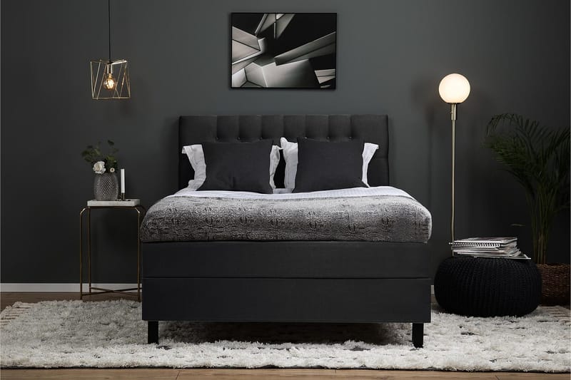 Lucky Komplett Sängpaket 120x200 Memory Diamant Sänggavel - Svart/Grå - Products - Möbler - Säng - Enkelsäng