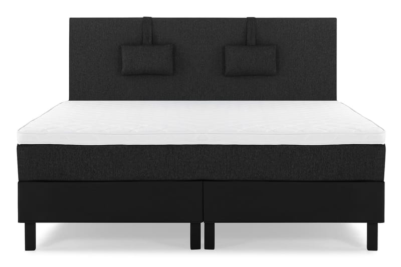 Lucky Komplett Sängpaket 160x200 Skum Slät, Nackkudde Liten Svart/Grå/PU