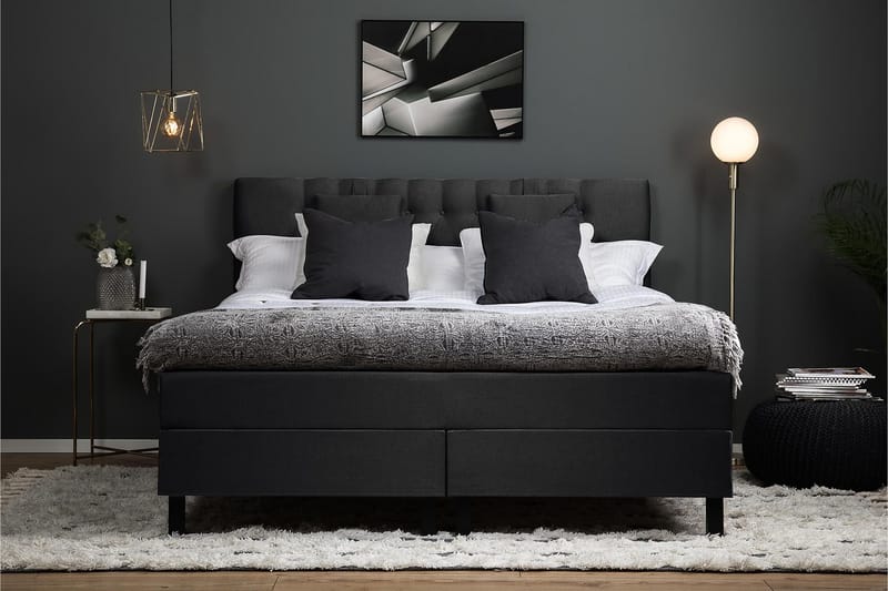Lucky Komplett Sängpaket 180x200 Polyeter Diamant - Svart / Grå - Products - Möbler - Säng - Kontinentalsäng