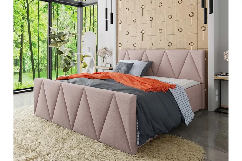 Milano Kontinentalsäng 140x200 cm med Sänggavel - Rosa - Products - Möbler - Säng - Säng med förvaring