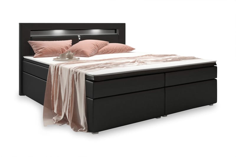 Modena Sängpaket 160x200 medFörvaring LED-belysning - Svart - Products - Möbler - Säng - Säng med förvaring