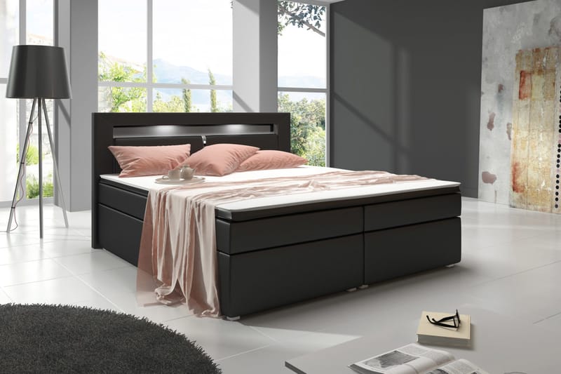 Modena Sängpaket 160x200 medFörvaring LED-belysning - Svart - Products - Möbler - Säng - Säng med förvaring