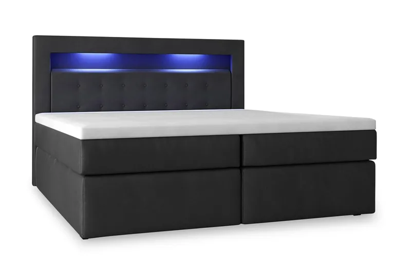 Modena Sängpaket 180x200 medFörvaring LED-belysning, Svart