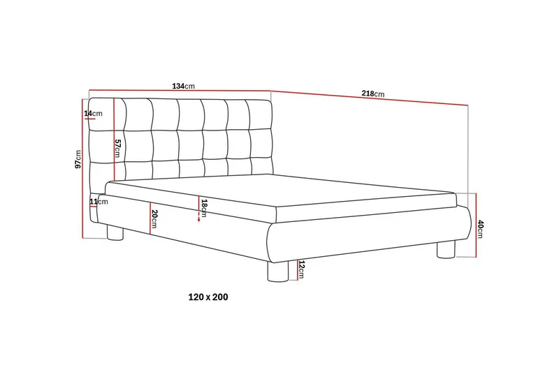 Teddy Komplett Sängpaket Sängram med Madrass 120x200 cm - Grå - Products - Möbler - Säng - Komplett sängpaket