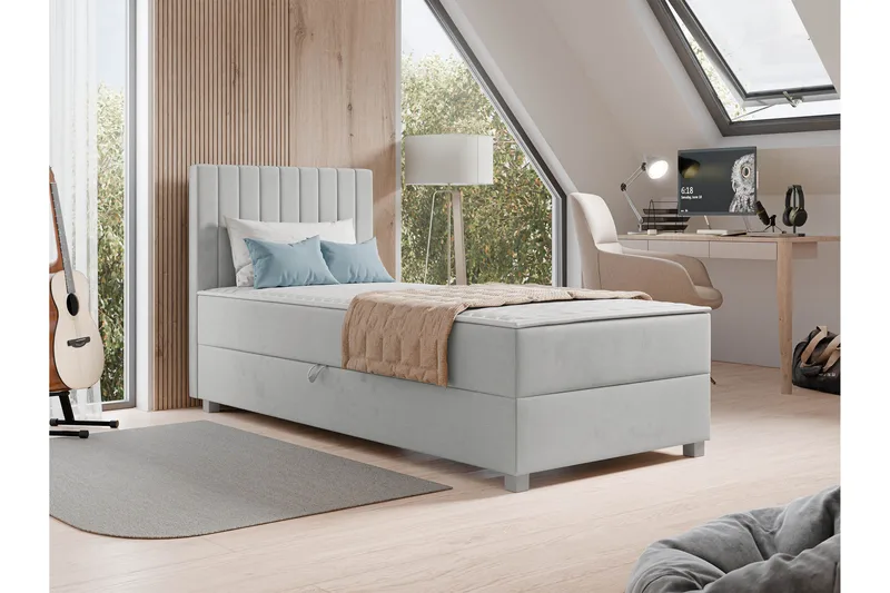 Veyran Sängpaket Kontinentalsäng med Förvaring 90x200 cm - Grå - Products - Möbler - Säng - Komplett sängpaket