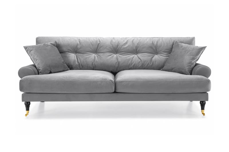 Andrew 3-sits Sammetssoffa - Ljusgrå - Products - Möbler - Soffa - 3 sits soffa