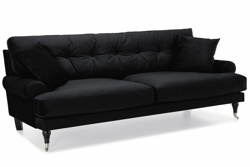 Andrew 3-sits Sammetssoffa - Svart - Products - Möbler - Soffa - 3 sits soffa