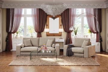 Arken Lyx 3-sits Djup Sammetssoffa - Beige - Products - Möbler - Soffa - 3 sits soffa