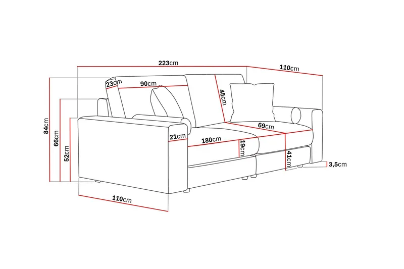 Arken Lyx 3-sits Djup Soffa i Tyg - Brun - Products - Möbler - Soffa - 3 sits soffa