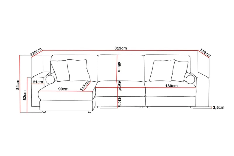 Arken Lyx 5-sits Vändbar L-formad Djup Divansoffa i Tyg - Ljusbeige - Products - Möbler - Soffa - Divansoffa & schäslongsoffa
