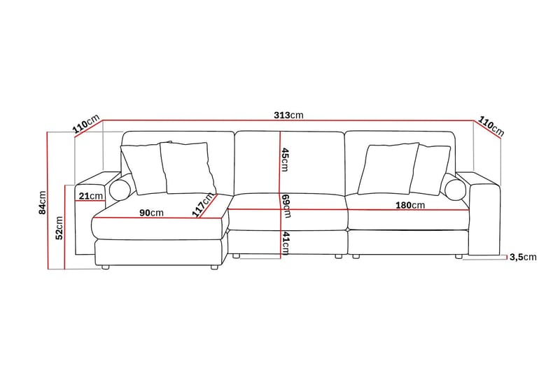 Arken Lyx 5-sits Vändbar L-formad Djup Divansoffa i Tyg - Ljusgrå - Products - Möbler - Soffa - Divansoffa & schäslongsoffa