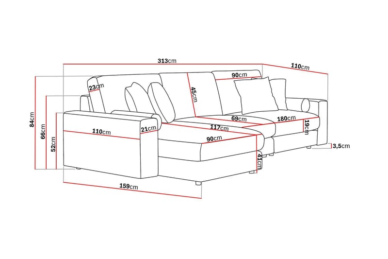 Arken Lyx 5-sits Vändbar L-formad Djup Divansoffa i Tyg - Ljusgrå - Products - Möbler - Soffa - Divansoffa & schäslongsoffa