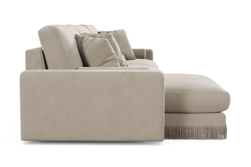 Arken Lyx 6-sits Vändbar L-formad Djup Divansoffa i Sammet - Beige - Products - Möbler - Soffa - Sammetssoffa