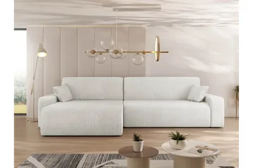 Barile Bäddsoffa med Divan 3-sits i Plysch - Vit - Products - Möbler - Soffa - Bäddsoffa - Bäddsoffa divan