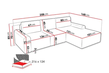Bella Bäddsoffa med Divan 3-sits i Plysch - Grå - Products - Möbler - Soffa - Bäddsoffa - Bäddsoffa divan