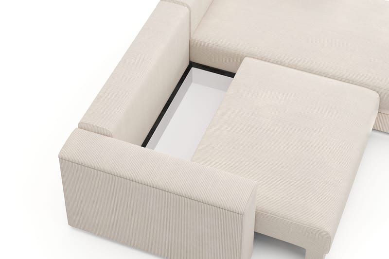 Bergen Djup 3-sits Bäddsoffa med vändbar divan och förvaring - Beige - Products - Möbler - Soffa - Bäddsoffa - Bäddsoffa divan