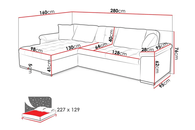 Camior Bäddsoffa med Divan 3-sits - Grå - Products - Möbler - Soffa - Bäddsoffa - Bäddsoffa divan