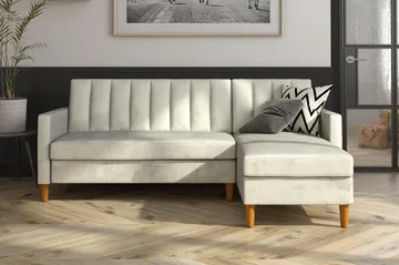 Celine 3-sits Divanbäddsoffa Sammet/Ljusgrå - Dorel Home - Products - Möbler - Soffa - Bäddsoffa - Bäddsoffa divan