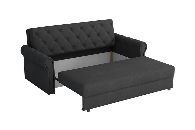 Denegal 2-sits liten bäddsoffa i Plysch - Grå - Products - Möbler - Soffa - Bäddsoffa - 2 sits bäddsoffa