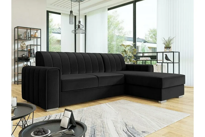 Denegal 3-sits Hörnbäddsoffa Black - Products - Möbler - Soffa - Bäddsoffa - Bäddsoffa divan