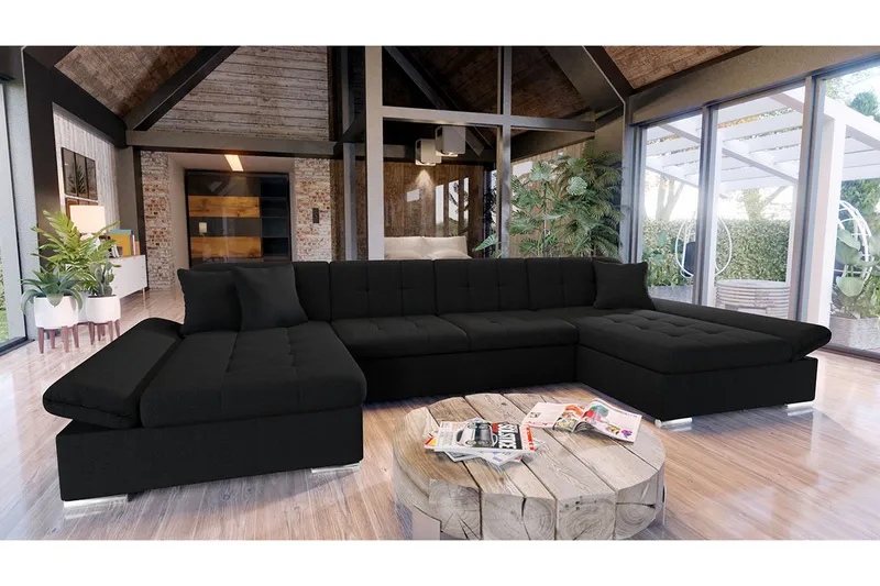 Dewitt 3-sits Bäddsoffa - Svart - Products - Möbler - Soffa - Bäddsoffa - U bäddsoffa