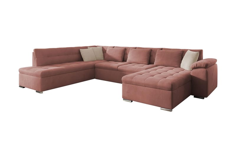 Dynir Bäddsoffa m. Divan och Schäslong 4-sits med Förvaring - Rosa - Products - Möbler - Soffa - Bäddsoffa - Bäddsoffa divan