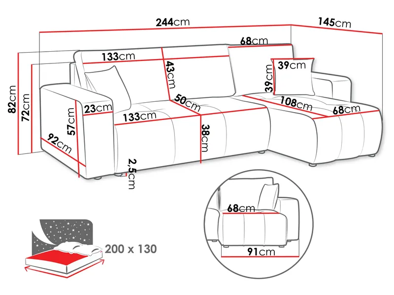 Flo Bäddsoffa med Divan 3-sits - Grå - Products - Möbler - Soffa - Bäddsoffa - Bäddsoffa divan