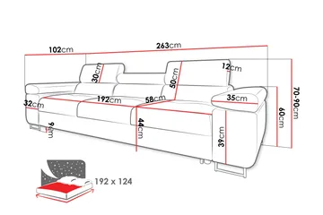Gabina Bäddsoffa 3-sits i Konstläder - Brun - Products - Möbler - Soffa - Bäddsoffa - 3 sits bäddsoffa