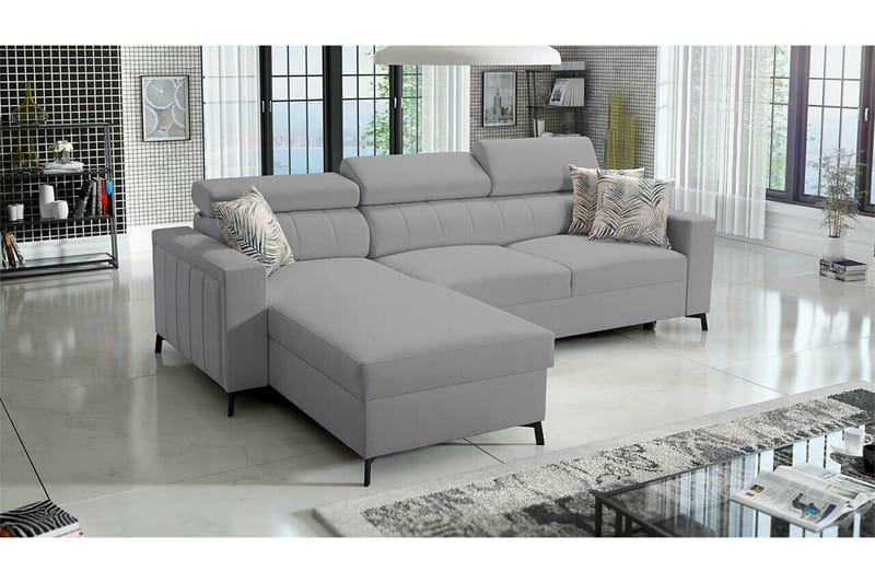 Galbally 3-sits Hörnbäddsoffa Ljusgrå - Products - Möbler - Soffa - Bäddsoffa - Hörnbäddsoffa